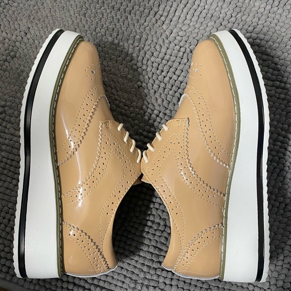 BRAND NEW Dadawen Nude Patent Leather Oxfords. Sz 7 (37) women’s (Real Leather) - Picture 12 of 13